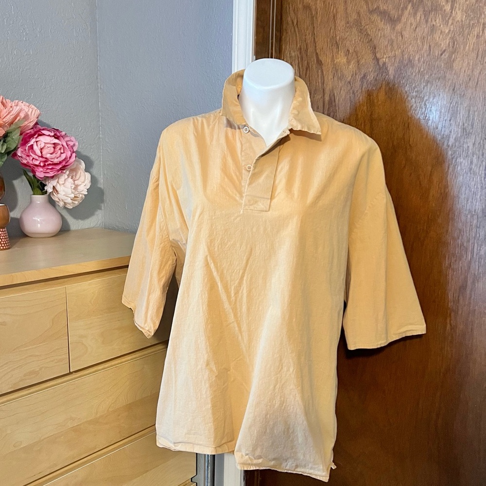 COS Collection of Style Creamsicle Orange Quarter Button Front Collared Shirt L